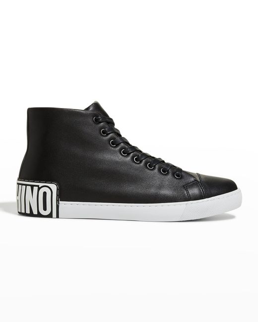Moschino Maxi Logo Leather High-Top Sneakers