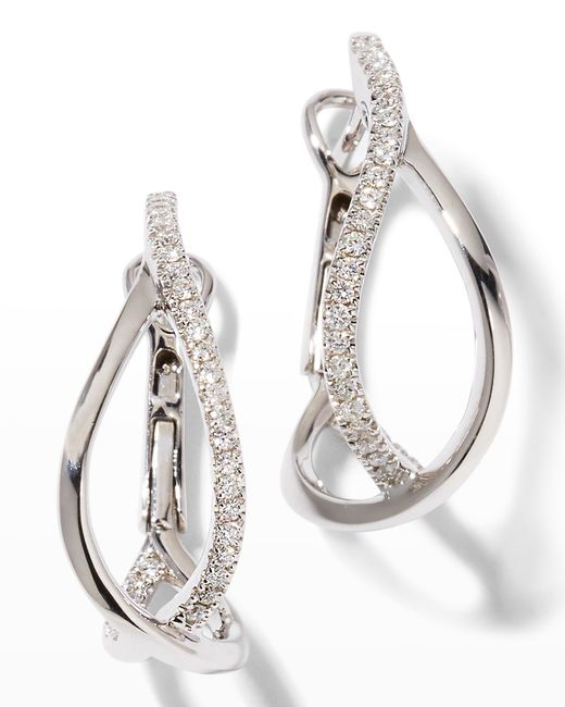 Frederic Sage 18K Gold Diamond Crossover Hoop Earrings