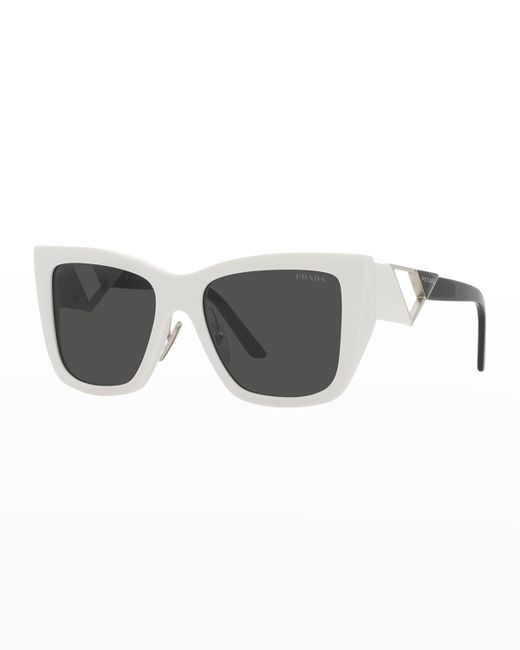 Prada Triangle Logo Square Acetate Metal Sunglasses