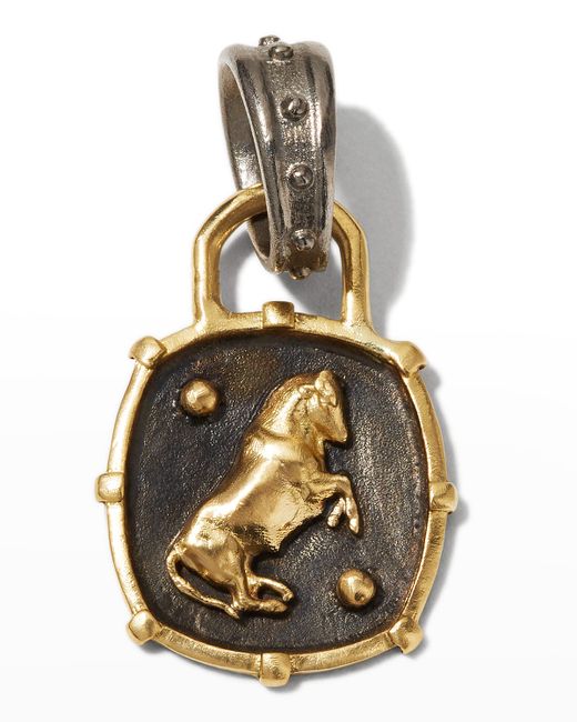 Armenta 18k Gold Bull Shield Medallion Pendant