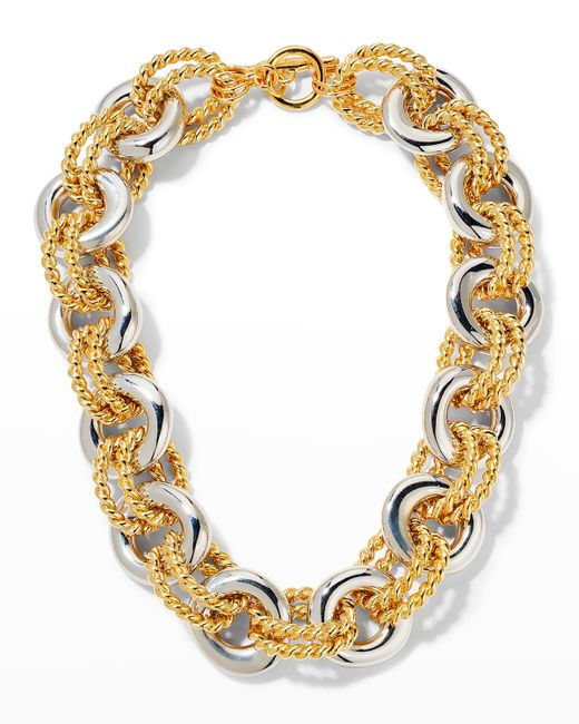 Kenneth Jay Lane Gold and Link Necklace