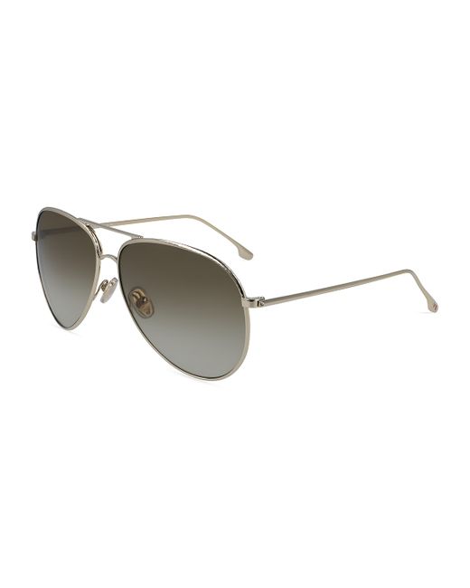 Victoria Beckham Aviator Hammered Metal Sunglasses