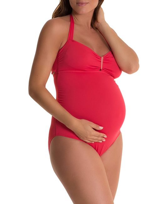 Pez D'Or Maternity Halter-Neck Sweetheart One-Piece Swimsuit