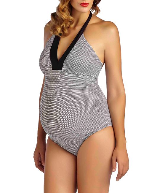 Pez D'Or Maternity Textured One-Piece Halter Swimsuit