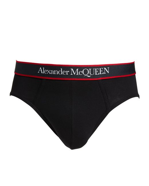 Alexander McQueen Unselvedge Cotton-Stretch Logo Briefs