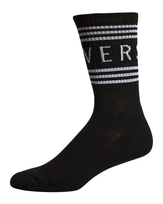 Versace Cotton-Stretch Logo Crew Socks
