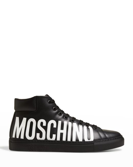 Moschino High-Top Leather Logo Sneakers