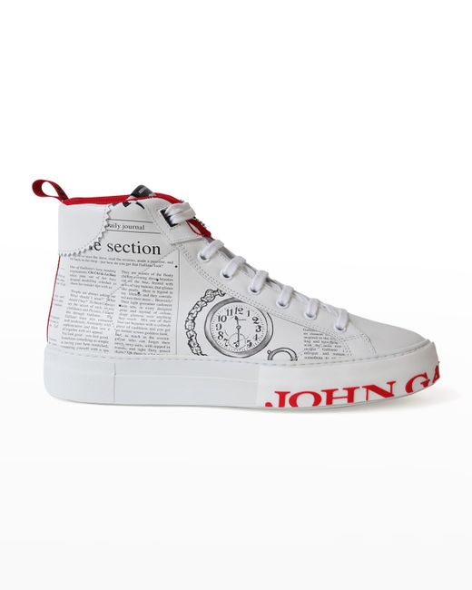 John Galliano Paris Gazette High-Top Leather Sneakers