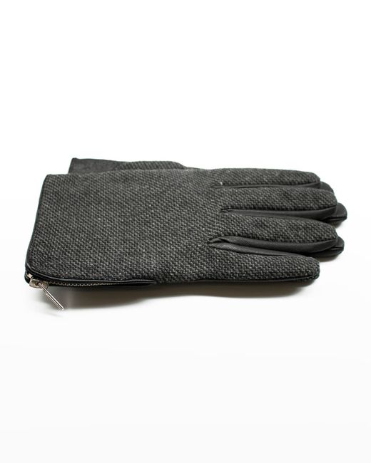 Portolano Fabric-Leather Zip Gloves
