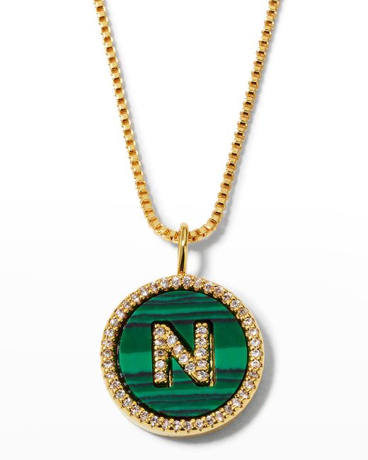 Sequin Malachite Initial Necklace N