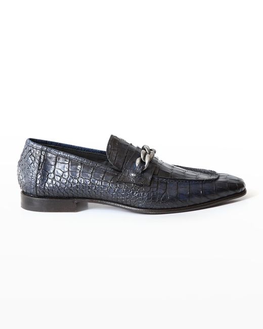 Jo Ghost Croc-Printed Leather Chain Loafers