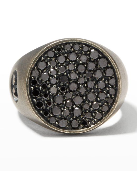 Marco Ta Moko Moneta Oxidized Sovereign Ring with Black Diamonds