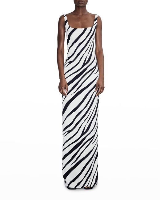 Et Ochs Aaliyah Zebra-Print Square-Neck Gown