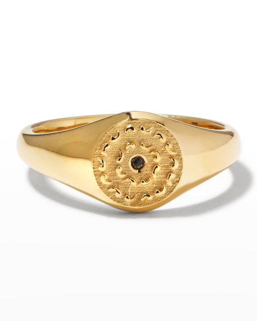 Marco Dal Maso Yellow Gold Icon Signet Ring with Single Diamond