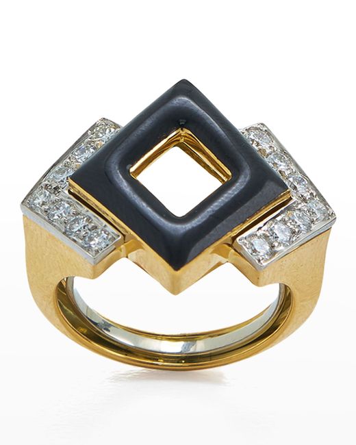 David Webb 18k Gold Platinum Double Diamond Ring 6.5