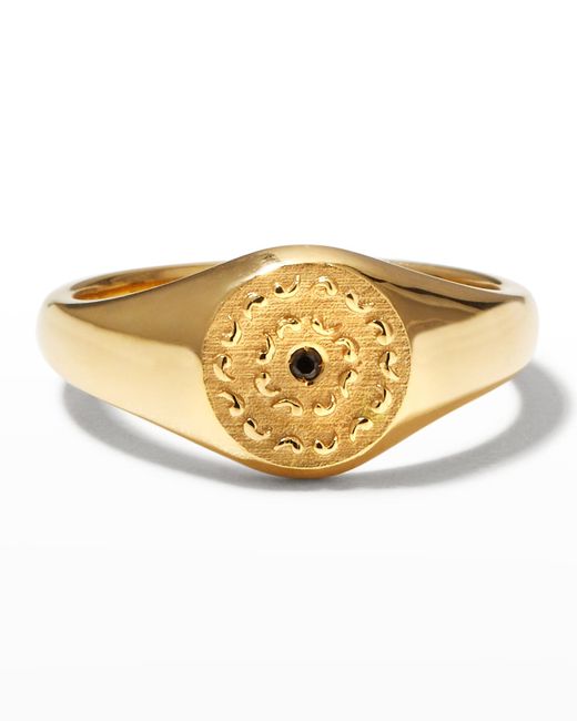 Marco Dal Maso Yellow Gold Icon Signet Ring with Single Diamond