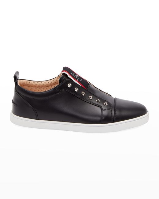 Christian Louboutin Spiked Leather Slip-On Sneakers
