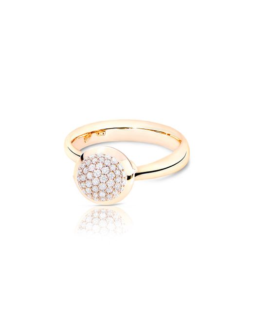 Tamara Comolli Bouton 18K Rose Gold Pave Diamond Ring 7/54