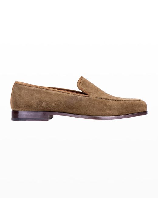 Stubbs and Wootton Venetian Apron-Toe Suede Loafers