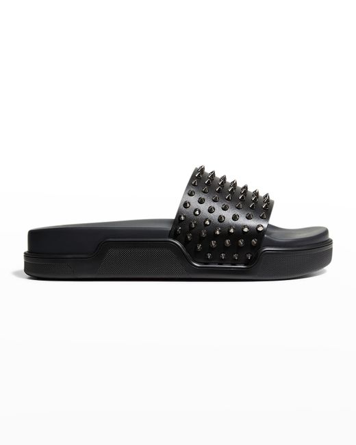 Christian Louboutin Pool Fun Spiked Leather Slide Sandals
