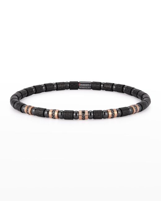 Roberto Demeglio Black Carbon Bracelet with 5 Rose Gold Sections