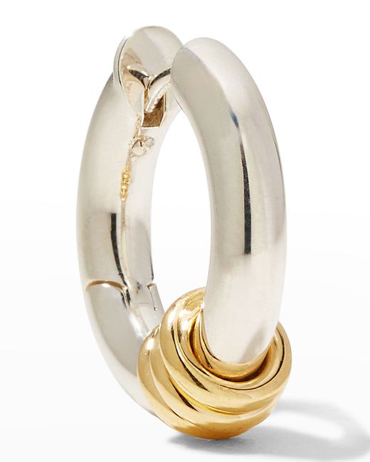 Spinelli Kilcollin 13mm Thick Hollow Hoop Earring in Sterling with Yellow Gold Accents Single