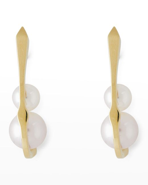 Pearls By Shari 18K Gold 6-8mm Akoya 4-Pearl on Fish Hook Earrings