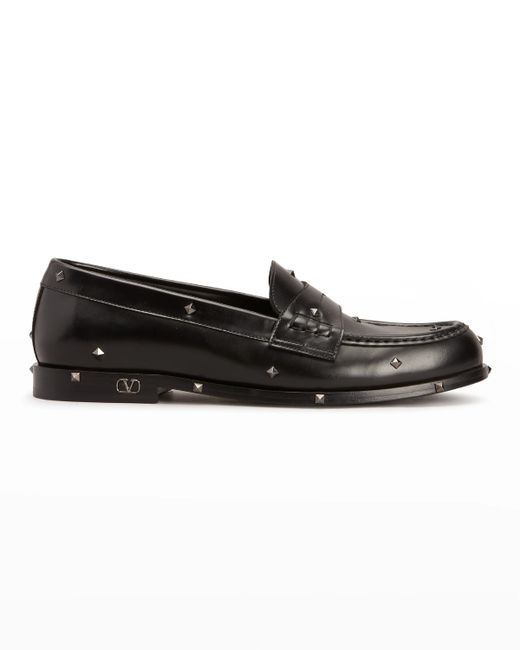 Valentino Studded Leather Penny Loafers