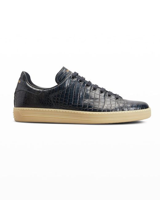 Tom Ford Moc-Croc Leather Low-Top Sneakers