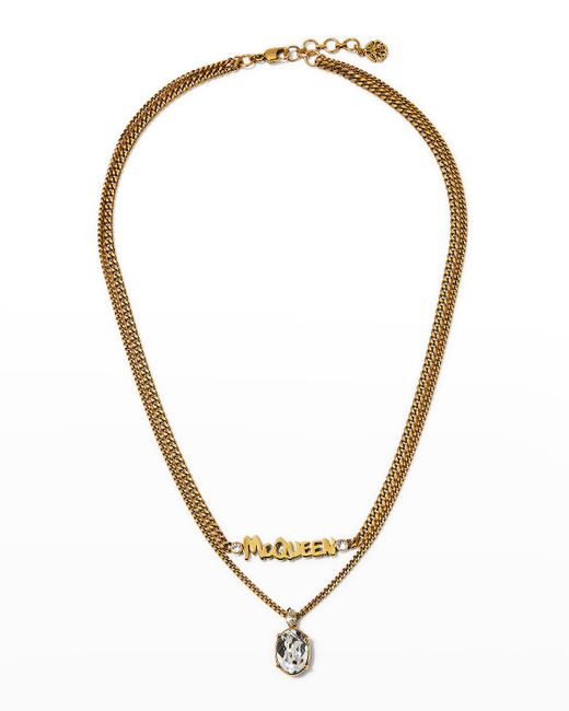 Alexander McQueen Graffiti Logo Double Chain Necklace