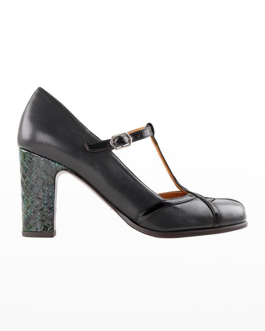 Chie Mihara Fatma Mixed Leather Mary Jane Pumps