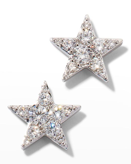 Memoire Gold Luna Pave Diamond Star Earrings