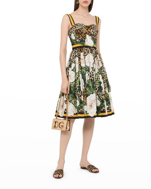 Dolce & Gabbana Leopard-Print Fit--Flare Smocked Dress
