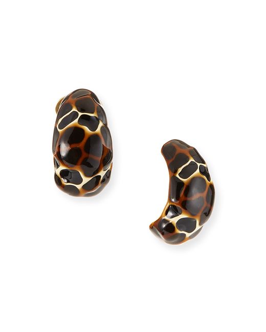 Kenneth Jay Lane Enamel Clip-On Hoop Earrings Leopard