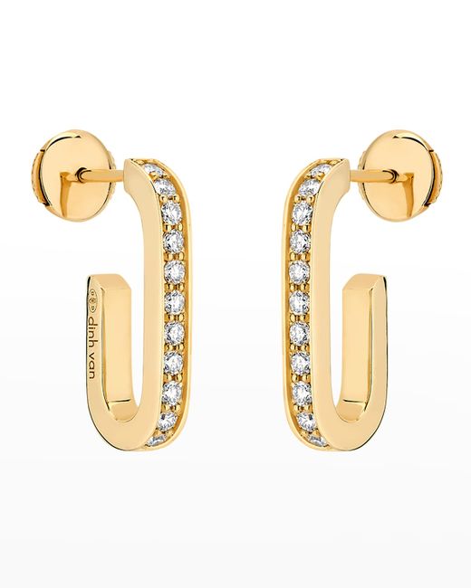 Dinh Van Gold Maillion Large Diamond Link Earrings