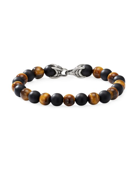David Yurman Spiritual Beads Bracelet with Alternating Tigers Eye 26 Black Onyx