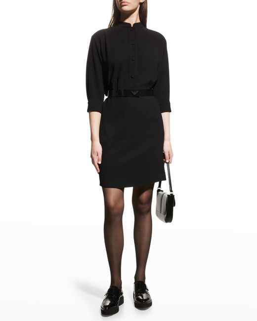 Emporio Armani Belted Button-Down Cady Dress