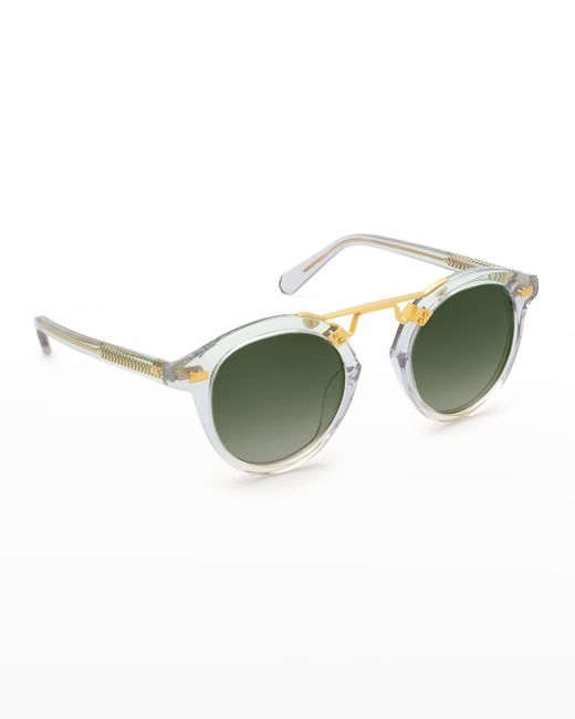 Krewe STL II Round Sunglasses with Metal Keyhole Lagoon