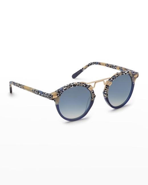 Krewe St. Louis Round Sunglasses with Metal Keyhole Milano