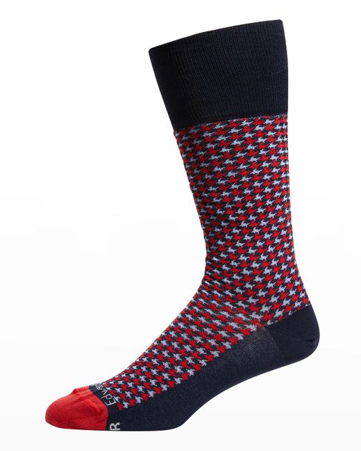 Butterfly Bowties Performance-Stretch Ribbed Houndstooth Crew Socks