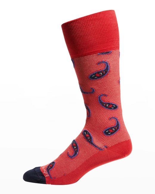 Butterfly Bowties Performance-Stretch Ribbed Paisley Crew Socks