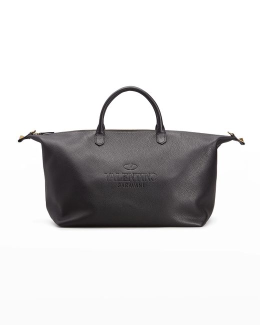 Valentino Leather Logo Tote Bag