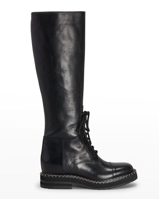 Chloé Noua Leather Lace-Up Tall Boots