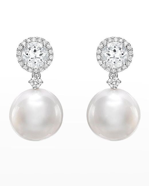 Kiki McDonough and Diamond Pearl Drop Earrings in Gold