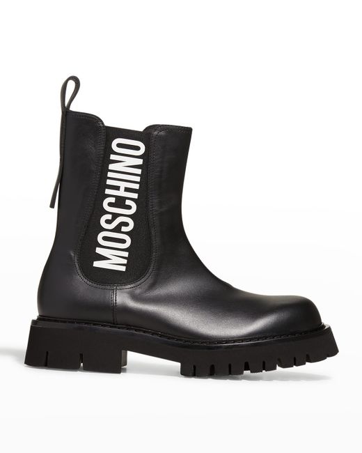 Moschino Leather Logo Chelsea Boots