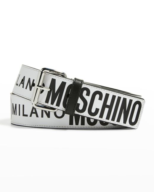 Moschino Allover Logo Leather Belt