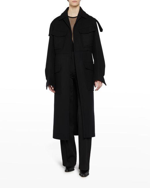 Victoria Beckham Utility Pocket Long Wool Coat