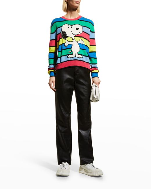 Chinti And Parker x Peanuts Striped Snoopy Cashmere Sweater