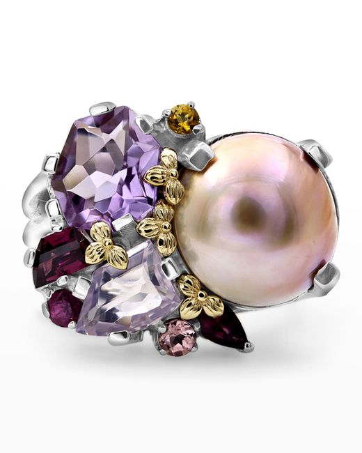 Stephen Dweck Multi-Stone Mabe Pearl Ring 7