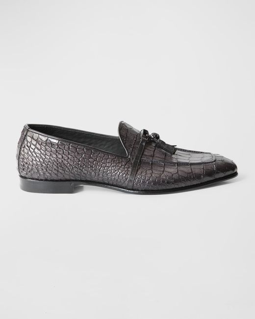 Jo Ghost Croc-Printed Leather Tassel Loafers